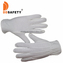 100% White Bleach Cotton Hand Safety Work Working Gloves with 3 Seams on Back Shirred Elastic Back, Military Cotton Gloves Manufacturer